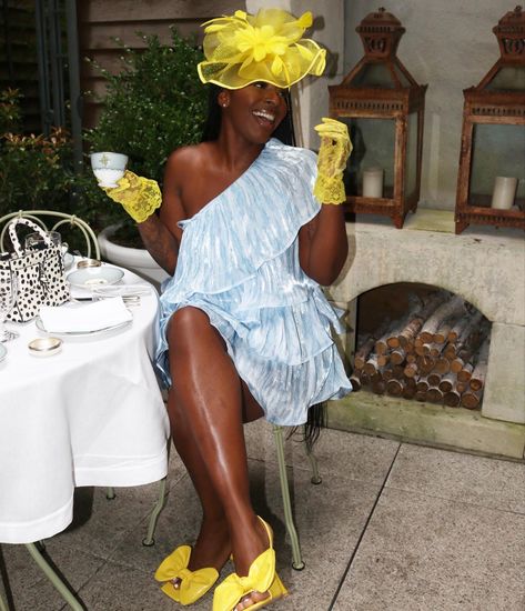 High Tea Party Outfit Black Women, British Tea Party Outfit, Tea Party Ideas For Adults Outfit, Black Women Tea Party, Adult Tea Party Outfit, Tea Party Attire For Women, Tea Outfits For Women, Garden Tea Party Outfit, Tea Party Outfits For Black Women