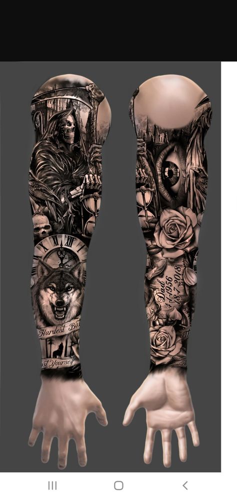 Best Full Hand Tattoos Men, Tato Full Hand Men, Bottom Half Sleeve Tattoo Men, Skull Full Sleeve Tattoo For Men, Tattoo Ideas Male Arm Full Sleeves, Full Tattoo Hand, Full Hand Tattoo Ideas For Men, Male Full Sleeve Tattoo Ideas, Full Sleeve Cover Up Tattoos For Guys