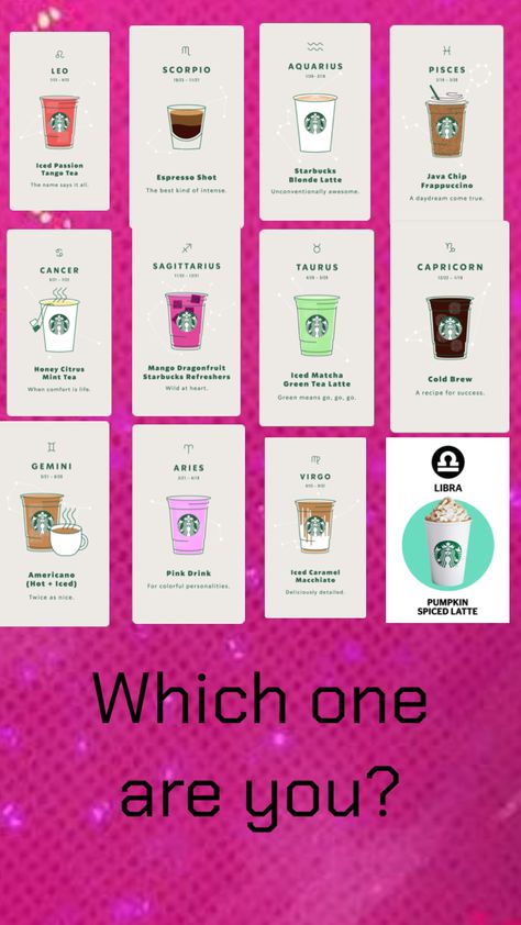 Comment ur zodiac! #zodiac #starbucks #drinks Zodiac Starbucks Drinks Taurus, Zodiac Signs Drinks, Starbucks Drinks Zodiac Signs, Zodiac Sign Starbucks Drinks, Matcha Mint, Pisces And Leo, Starbucks Drinks Diy, Aquarius And Scorpio, Green Tea Latte