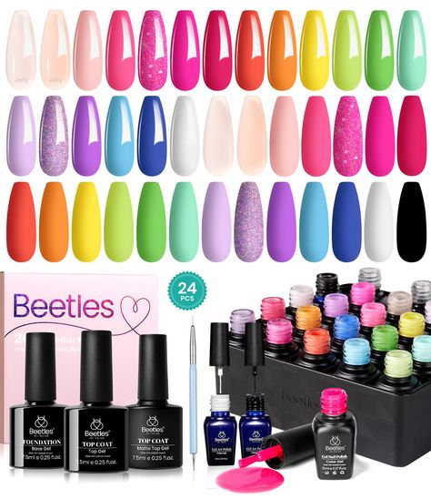 PRICES MAY VARY. 【What You Get】: beetles nail gel polish, 20 colors esmaltes para uñas en gel blue pink green gel nail polish with 18pcs color gel (0.17oz/5ml each bottle) + 2pcs nail art liner gel (0.17oz/5ml each bottle)+3pcs no wipe base and glossy & matte top coat ( 0.25oz/7.5ml each bottle). 20 colours beautiful shades of popular and trendy colors suitable for all seasons and daily routine life!.Color Number is: c353-c354-c355-c356-c357-c358-c359-c360-c361-c362-c363-c364-c365-c366-c367-c368 Squiggly Lines, Green Jelly, Routine Life, Lines Abstract, Nail Color Trends, Green Nail Polish, Blue Gel, Green Nail, Gel Nail Kit