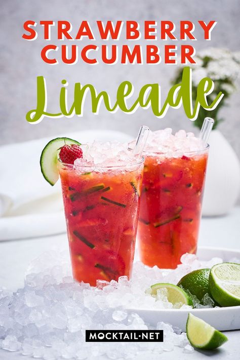 Beat the heat! Our homemade Strawberry Cucumber Limeade recipe is the perfect way to cool off on a hot summer day. We have cracked the PF Changs strawberry cucumber limeade recipe and we are sharing it with you! Our limeade is made with fresh strawberries, cucumbers and limes. Don’t drive all the way to a restaurant just to have a great drink! You can make it right now at home. #strawberry #drink #limeade #refreshing #drinkrecipe #recipe Pf Changs Strawberry Cucumber Limeade, Strawberry Cucumber Limeade, Cucumber Limeade Recipe, Strawberry Limeade Recipe, Cucumber Mocktail, Cucumber Limeade, Strawberry Cucumber, Recipe Cucumber, Cucumber Drink