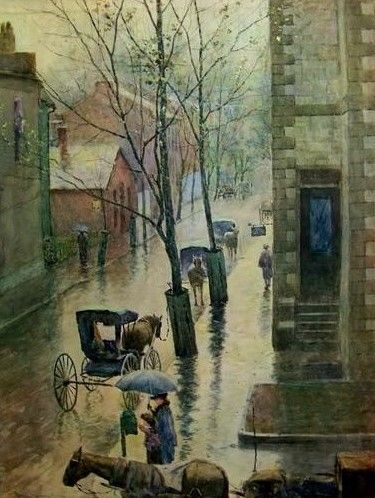 'A Rainy Day In Frankfort' by Paul Sawyier Kentucky Artists, Rain Art, Lithograph Print, A Rainy Day, Moon Art, Rainy Days, Rainy Day, Art World, Guest Room