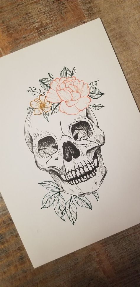 Beautiful Skull Drawing, Skull Painting With Flowers, Floral Skull Art, Floral Skull Drawing, Aesthetic Skull Drawing, Skull Drawing Aesthetic, Skull Art Drawing Sketches, Skull And Flower Drawing, Skull Art Aesthetic