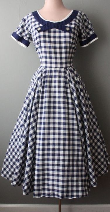 Vintage Outfits 1950s, Comfy Trendy Outfits, Vintage Gingham, Gingham Fashion, Fashion Top Outfits, Dress Design Patterns, Royal Outfits, 1950s Style, Classy Dress Outfits