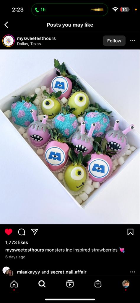 Monsters Inc Chocolate Strawberries, Dr Seuss Chocolate Covered Strawberries, Monsters Inc Strawberries, Monster Inc Strawberries, Strawberries Bouquet, Chocolate Covered Desserts, Strawberry Recipe, Chocolate Covered Strawberry Recipe, Chocolate Covered Strawberries Bouquet