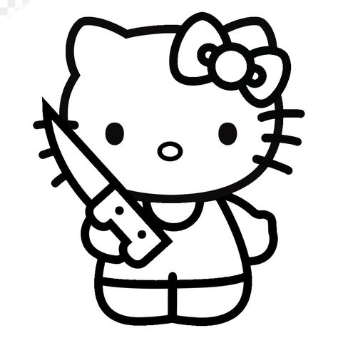 Knife Outline, Outline Coloring Pages, Hello Kitty Book, Hello Kitty Imagenes, Easy Disney Drawings, Y2k Hello Kitty, Hello Kitty Colouring Pages, Hello Kitty Printables, Hello Kitty Tattoos