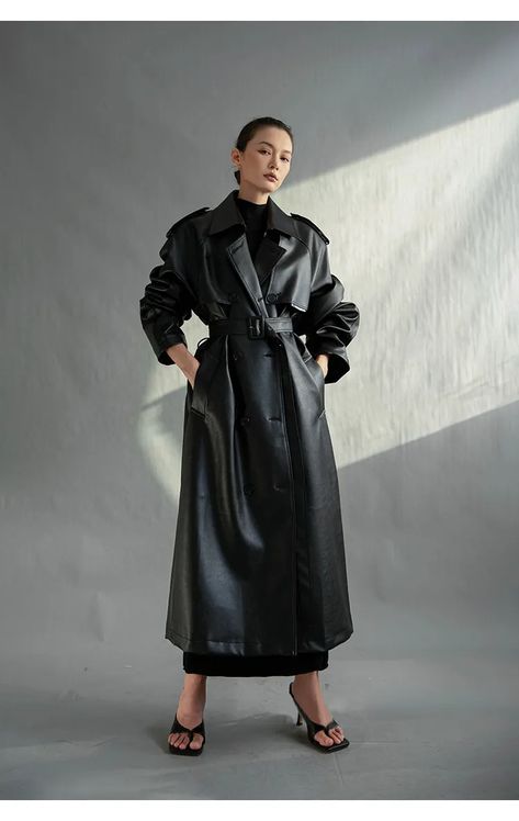 City Chic Black Leather Trench – Thekittenpark Winter Coat Outfits, Black Trench Coat, Long Black Coat, Long Leather Coat, Leather Trench, Long Trench Coat, Trench Coat Black, Leather Trench Coat, Coat Outfits