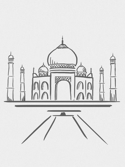 Taj Mahal Illustration, Taj Mahal Drawing, Canvas For Beginners, Pencil Art Drawings, Beginner Painting, Mail Art, Cool Art Drawings, Line Art Drawings, Doodle Drawings