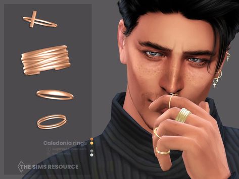 Sims 4 Cc Accessories Rings Male, Sims 4 Cc Rings Male, Sims 4 Earrings Cc Male, Ts4 Accessories, Male Rings, Accessories Male, Smiling Skull, Male Sims, Men's Piercings