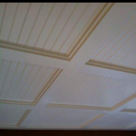 Coffered Ceiling. Not too big of a beam. Good for kitchen Ceiling Detail, Ceiling Treatments, Kitchen Ceiling, Living Room Ceiling, Ceiling Tiles, Wood Ceilings, Coffered Ceiling, Kitchen Redo, Room Remodeling