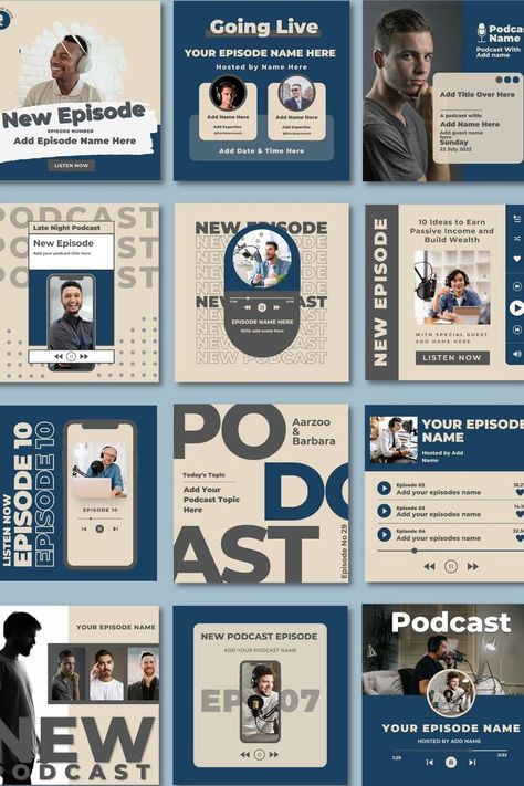 Elevate your podcast's social media presence with our comprehensive bundle of 250 Instagram templates.  This dynamic pack includes over 70 eye-catching Instagram posts, 70 engaging Instagram stories, 42 captivating carousel posts, and 68 impressive highlights.  Designed specifically for podcasters, these professionally crafted templates streamline your social media strategy, allowing you to effortlessly cultivate a vibrant and thriving online community.  .#CanvaTemplates #InstagramTemplates #FreeTemplates #IdeasForCanva #SocialMediaDesigns Podcast Instagram, Instagram Grid Design, Graphic Design Cv, Instagram Graphic Design, Instagram Design Layout, Instagram Design Creative, Instagram Branding Design, Social Media Branding Design, Instagram Square