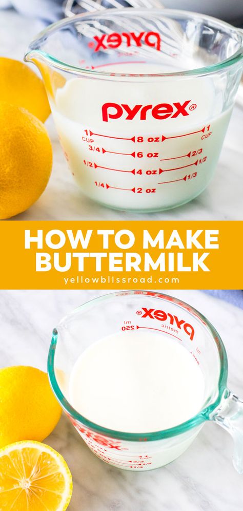 Learn how to make buttermilk at home with these simple tips. This easy buttermilk substitute works perfectly when making pancakes, biscuits, or cakes. Best Coleslaw Recipe, Make Buttermilk, Buttermilk Substitute, Making Pancakes, Buttermilk Pancakes Fluffy, Cranberry Orange Scones, How To Make Buttermilk, Orange Scones, Cranberry Muffins