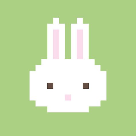 pixel rabbit Green Pixel Art, Bunny Pixel Art, Pixel Bunny, Art Rabbit, Art Pixel, Knit Baby Dress, Acnh Ideas, Minecraft Pixel Art, Art Patterns