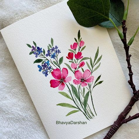 Watercolor landscape! . . . . #reels #Watercolorlandscape #watercolorist #reelsinstagram #artreelsofinstagram #instareels #artistherapy… | Instagram Floral Art Watercolor, Simple Watercolor Ideas, Watercolor Cards Ideas, Simple Watercolor Flowers, Watercolor Beginner, Watercolor Bookmarks, Watercolor Flower Art, Creative Painting, Easy Watercolor