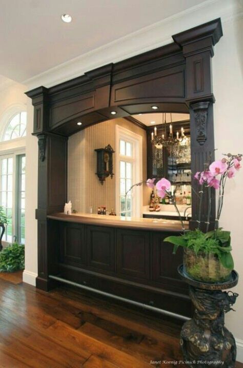 Unique Bar Between Kitchen And Living Room, Kitchen Pass Through, Kitchen Pass, Bar Cart Styling, Real Estat, Classic Kitchen, Traditional Kitchen, Style At Home, Kitchen Designs