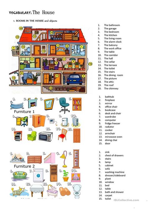 house there be - English ESL Worksheets for distance learning and physical classrooms Vocabulary Exercises, Picture Dictionary, Vocabulary Practice, English For Kids, English Language Teaching, English Lessons For Kids, Vocabulary Worksheets, English Activities, English Teaching