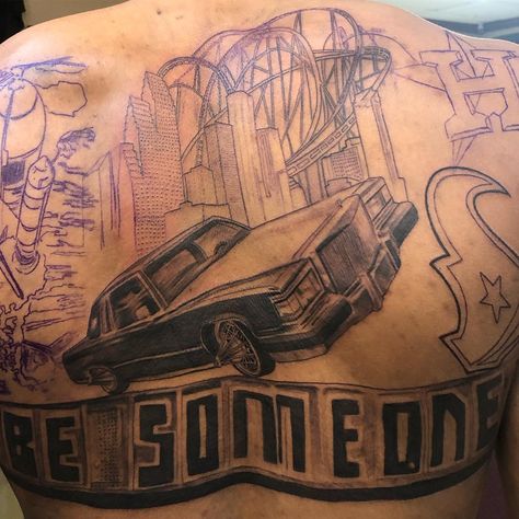 Geovanni on Instagram: “Htown back piece in progress” Be Someone Houston Tattoo, Houston Tattoos Ideas, Houston Texas Tattoos, Astroworld Houston, Houston Tattoos, Brian Dawkins, Texas Tattoos, Really Cool Drawings, Back Piece