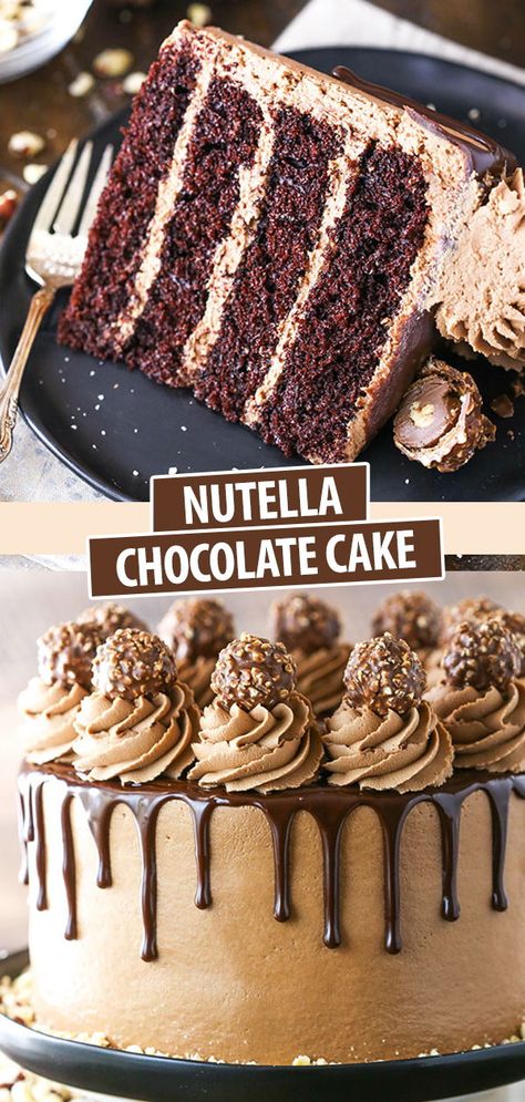 Nutella Recipe, Kek Coklat, Chocolate Oreo Cake, Nutella Buttercream, Dark Chocolate Cake, Nutella Cake, Chocolate Cake Recipe Easy, Cake Recipes Easy Homemade, Layer Cake Recipes