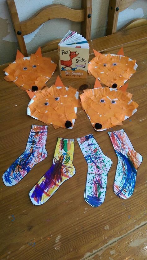 Dr Seuss Fox In Socks, Dr. Suess, Dr Seuss Preschool Activities, Dr Seuss Art, Fox In Socks, Dr Seuss Preschool, Dr Seuss Classroom, Dr Seuss Activities, Dr Seuss Crafts