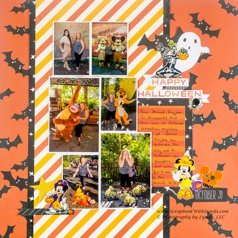 Disney Halloween Scrapbook Layouts, Halloween Scrapbook Pages, 2024 Scrapbook, Halloween For Kids, Bridal Shower Scrapbook, Fall Scrapbook Layouts, Halloween Layout, Disney Layouts, Holiday Scrapbook