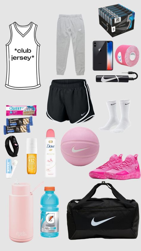 what i bring to basketball games and training 🫶🏻 What To Bring To Basketball Practice, What To Wear To Basketball Tryouts, What To Pack For Basketball Practice, What’s In My Basketball Bag, Women’s Basketball Outfits, Basketball Fits For Women, Girls Basketball Outfits, Basketball Bag Essentials, Basketball Practice Outfit