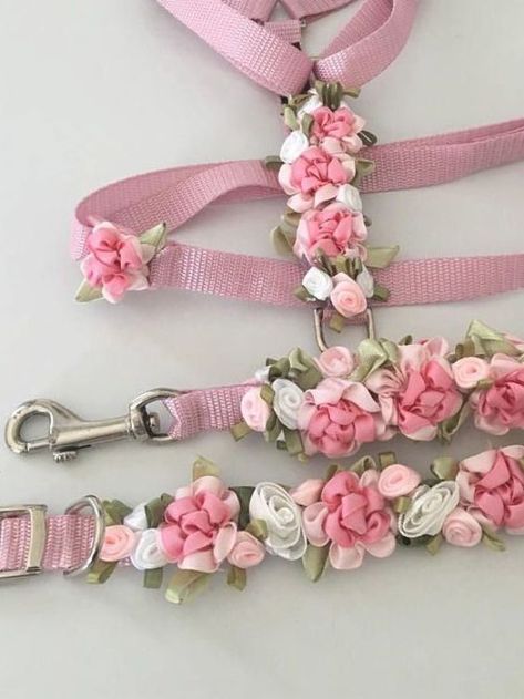 Diy Dog Harness, Rosé Dog, Wedding Dog Collar, Dog Bling, Small Dog Harness, Fancy Dog, Small Dog Collar, Cat Harness, Diy Dog