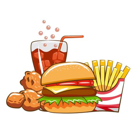 Fast Food Logos, Best Fast Food, Food Cartoon, Food Clipart, Cute Food Drawings, Clipart Design, Logo Food, Food Drawing, Food Illustrations