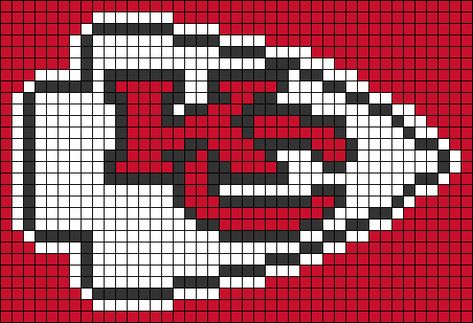 Kansas City Chiefs Perler Bead Patterns, Kansas City Chiefs Pixel Art, Kansas City Chiefs Perler Beads, Kansas City Chiefs Cross Stitch Pattern, Kc Chiefs Cross Stitch Pattern, Chiefs Cross Stitch Pattern, Kc Chiefs Perler Beads, Kansas City Chiefs Crochet Blanket, Kansas City Chiefs Crochet Patterns