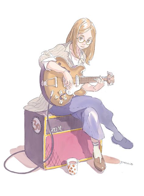 Guitar Illustration, Andermatt, Art Of Animation, Folk Art Flowers, Anime Music, Character Design References, Character Creation, Drawing Reference Poses, A Drawing