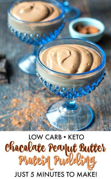 High Protein Low Carb Dessert, Protein Pudding Recipe, Healthy Pudding Recipes, Low Cal Chocolate, Chocolate Protein Pudding, Peanut Butter Powder Recipes, Keto Peanut Butter Chocolate, Peanutbutter Smoothie Recipes, Keto Pudding