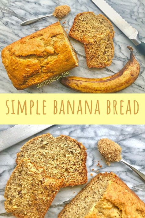 Banana Bread; a wonderfully simple one-bowl recipe for moist and subtly sweet banana bread. Baking Banana Bread, Baking Banana, Sweet Banana Bread, Yeast Free Breads, Eggless Baking, Vegan Bread, Bowl Recipe, Breakfast Brunch Recipes, Back To Basics