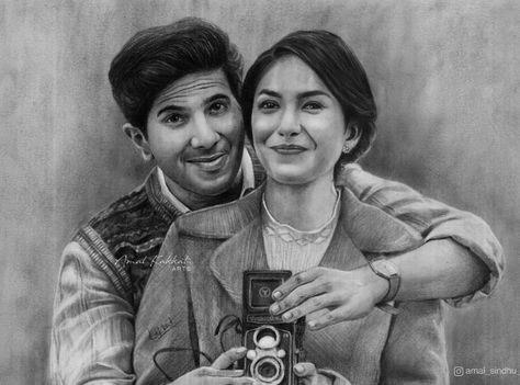 Mrunal Thakur Pencil Sketch, Mrunal Thakur Sketch, Srinivasa Ramanujan Drawing, Sita Ramam Sketch, Sita Ramam Drawing, Movie Character Drawings, Sita Ramam, Celebrity Art Drawings, Dulquer Salmaan