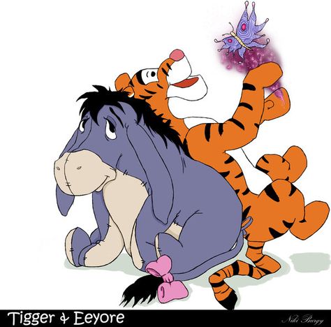 tigger and eeyore | Tigger and Eeyore by Innisfire on deviantART Eeyore Images, Eeyore Tattoo, House Vocabulary, Tigger And Eeyore, Eeyore Quotes, Eeyore Pictures, Happy Birthday Clip Art, Cartoon Characters As Humans, Walt Disney Characters