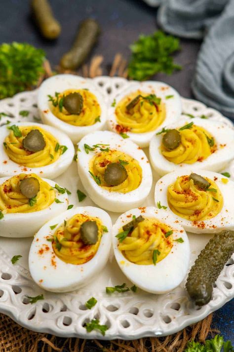 These Million Dollar Deviled Eggs are truly worth million dollars. These are a creamy, buttery version of classic deviled eggs. Serve these as an appetizer for house parties, game nights, movie nights, or BBQ parties. Million Dollar Deviled Eggs, Egg Quiche, Classic Deviled Eggs, Devilled Eggs Recipe Best, Bacon Deviled Eggs, Deviled Eggs Classic, House Parties, Egg Curry, Small Food Processor