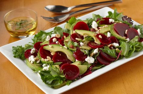 Beet & Avocado Salad - Aunt Nellie's Pickled Beets Recipe, Beets Recipe, Salad Prep, Eating Outside, Corn Relish, Fresh Tomato Sauce, Avocado Salad Recipes, Pickled Beets, Red Beets