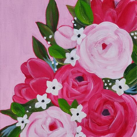 Romantic soft pink and magenta roses accompanied by sweet white blossoms on a lush pink background. This gorgeous painting will brighten any room. Acrylic on canvas 20cm X 25cm (8' X 10'). DM me for details on how this can be yours! #pinkartwork #pink #lovemagenta #mothersdaygift #mothersdaygiftideas Magenta Roses, Pink Artwork, Magenta Rose, Mothersday Gifts, Pink Background, Acrylic On Canvas, Dm Me, Soft Pink, Lush