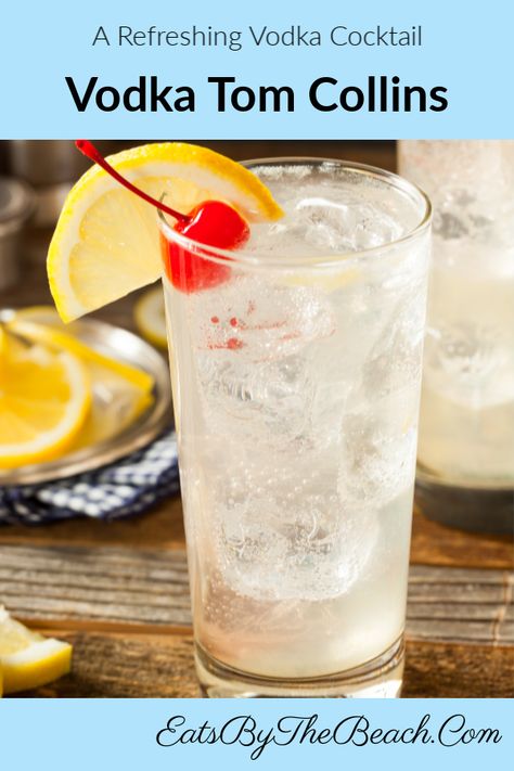 Tom Collins Drink Recipes, Vodka Soda Recipe, Flavored Vodka Drinks, Tom Collins Recipe, Vodka Collins, Vodka Lemon, Summer Vodka Cocktails, Vodka Cocktail, Liqueurs Recipes