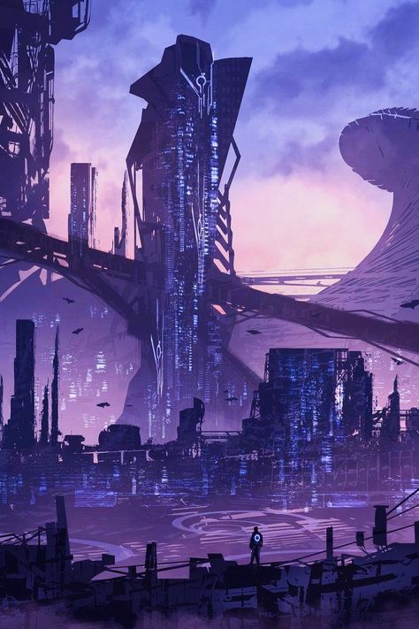 Kota Masa Depan, Scifi City, Fantasy Story Ideas, Sci Fi City, Brandon Sanderson, Cyberpunk Aesthetic, Cyberpunk City, Fantasy City, Futuristic Art