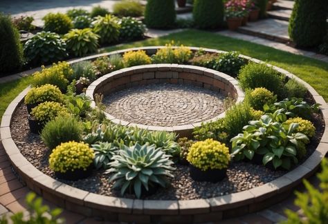 Circular Patio Garden Ideas: Create a Cozy Outdoor Haven - Dope Gardening Bbq Shelter Ideas, Circular Garden Design, Circle Patio, Cobblestone Patio, Circular Garden, Circular Patio, Patio Garden Ideas, Raised Planter Beds, Garden Bbq