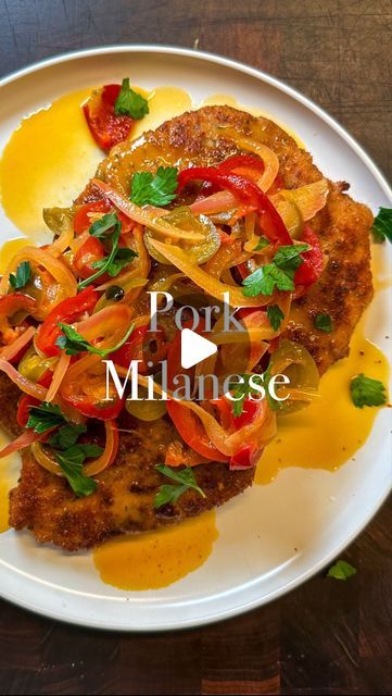 208K views · 6.9K likes | Rocco Gizzo on Instagram: "Pork Milanese with Cherry Peppers | a twist on a classic right here. Instead of making the classics pork chop with vinegar peppers, we’re switching it up with a little Pork Milanese action!   4 boneless pork loins 1/2 red onion, thinly sliced  1 cup cherry peppers, sliced (hot, sweet, or a mix) 1/4 cup cherry pepper bring  3/4 cup chicken broth  Butter, as needed  Olive oil  Salt & pepper  Flour  Eggs Seasoned Breadcrumbs  @locatellicheese_official Pecorino Romano (optional)  Trim any excess fat off the pork, then butterfly and pound the pork into 1/4 inch thick cutlets. Then season with salt and pepper.   Set up a breading station with flour, egg, and seasoned Italian breadcrumbs. Optional, but sprinkle some Pecorino Romano in with the Vinegar Peppers, Pork Loins, Pork Milanese, Cherry Peppers, Boneless Pork Chop Recipes, Italian Breadcrumbs, Kids Dinner, Boneless Pork Loin, Healthy Protein Meals