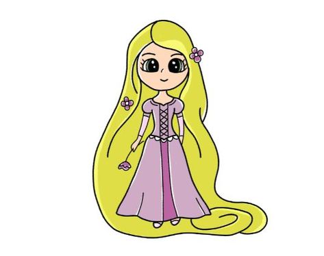 How to Draw Cute Disney Princess Rapunzel from Tangled Movie, Easy Drawing Easy Colourful Drawing, Rapunzel Drawing Easy, Cute Disney Princess, Rapunzel Drawing, Colourful Drawing, Princess Drawing, Tangled Movie, Disney Drawing, How To Draw Cute