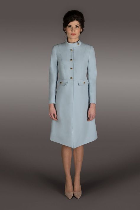 Pale Blue Coat, Claire Mischevani, Military Style Coats, Opera Coat, Military Coat, Blue Coat, Style Coat, Blue Coats, Sample Sale