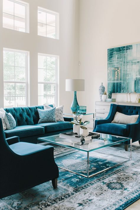 Discover 39+ Ways to Create a Refreshing Blue and Green Living Room Teal Blue Living Room, Green Living Room Ideas, Blue And Green Living Room, Living Room Turquoise, Teal Living Rooms, Blue Interior Design, Green Living Room, Modern Living Room Design, Light Blue Walls