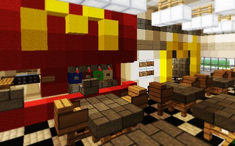 Minecraft McDonald's inside 3 Mcdonald’s Minecraft, Minecraft Mcdonalds, Minecraft Modern, Combat Armor, Minecraft Buildings, Minecraft Builds, Craft Stuff, Minecraft Designs, Amusement Park