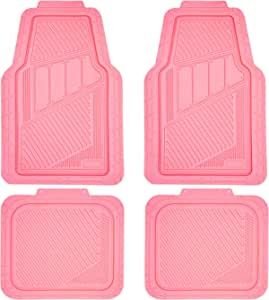 CAR PASS Heavy Duty Rubber Floor Mats Pink 4-Piece Car Mat Set - Universal Waterproof Floor Mats for Car SUV Truck, Durable All-Weather Mats，Car Mats for Women,Girly(All Pink) Light Pink Car Accessories, Light Pink Car Seat Covers, Aesthetic Car Floor Mats, Car Floor Mats Cute, Pink Floor Mats Cars, Girly Car Accessories, Rubber Floor Mats, Suv Trucks, Girly Car