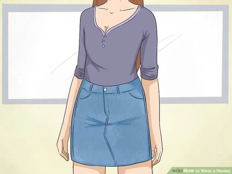 How to Wear a Henley: 11 Steps (with Pictures) - wikiHow How To Style A Henley Shirt Women, Henley Top Outfit, Dressy Jeans, Women's Henley, Dressy Skirts, Henley Tee, Suit Coat, Weather Wear, Henley Shirt