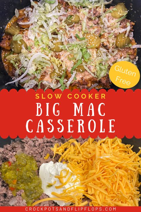 Crock Pot Big Mac Casserole, Slow Cooker Big Mac Sloppy Joes, Crockpot Big Mac Casserole, Big Mac Cheeseburger Casserole, Ground Beef In The Crockpot, Easy Dinner Recipes Crockpot Ground Beef, Easy Hamburger Dinner Recipes, Hamburger Crock Pot Meals, Ground Beef Weight Watchers Recipes