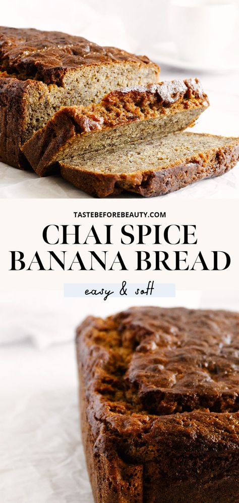 Chai Spiced Banana Bread, Banana Spice Bread, Spiced Banana Bread Recipe, Chai Bread Recipe, Chia Banana Bread, Chai Banana Bread, Chai Bread, Spice Banana Bread, Spice Bread Recipe