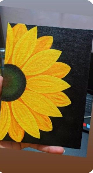 Paint A Sunflower, Simple Canvas Paintings, Canvas Drawings, Cloud Wallpaper, Small Canvas Art, Sunflower Painting, Painting Lessons, Small Canvas, Diy Art Painting