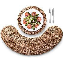 Boho Style Room Decor, Rattan Placemats, Eco Friendly Insulation, Braided Placemats, Table Chargers, Kitchen Placemats, Round Placemats, Wicker Table, Hot Plates